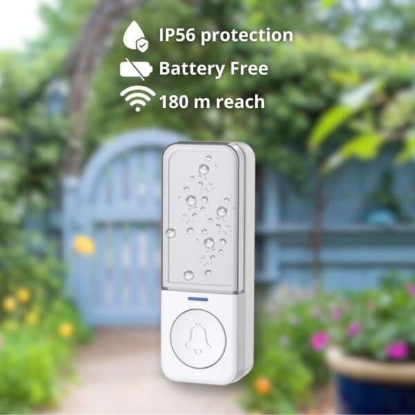 Techly I-BELL-RING05 Kinetikus csengő készlet adó és vevő, IP56, 180m