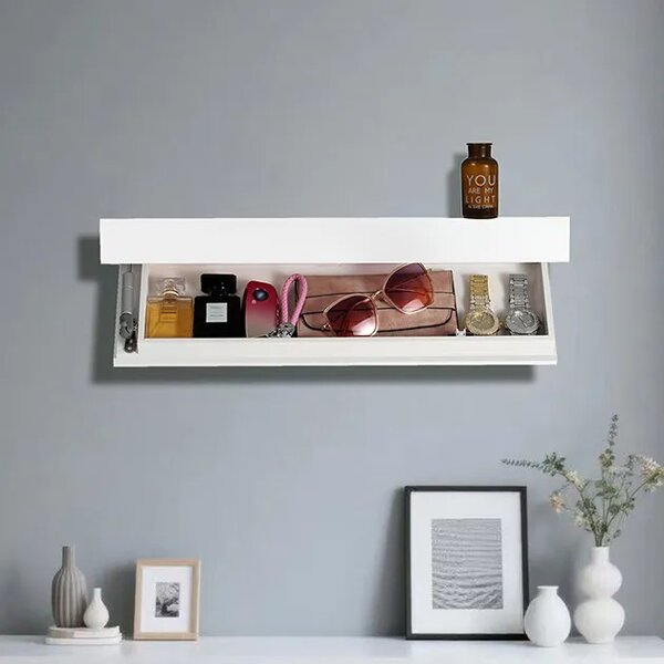 Floatshelf™ Falra Szerelhető Titkos Rekeszes Polc (53 X 17,5 X 5 Cm), Fehér