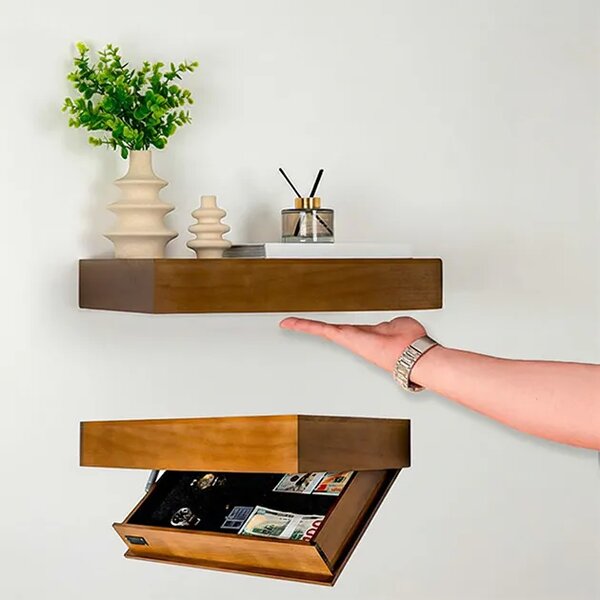 Floatshelf™ Falra Szerelhető Titkos Rekeszes Polc (53 X 17,5 X 5 Cm), Fehér