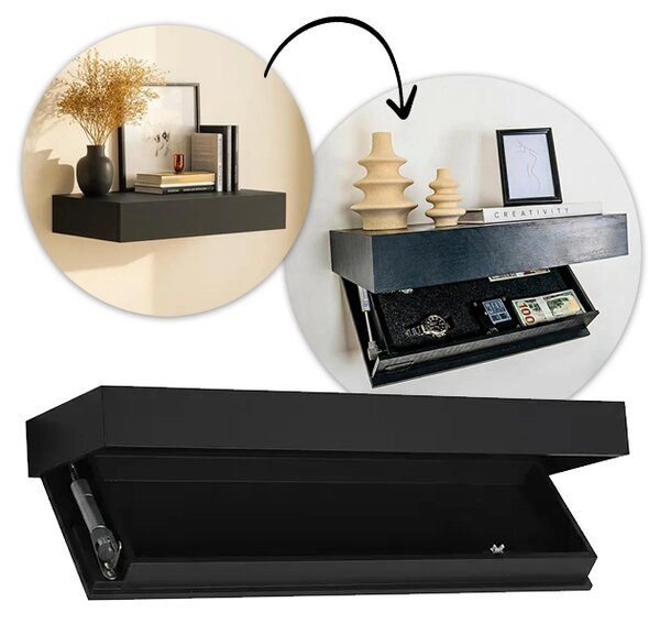 Floatshelf™ Falra Szerelhető Titkos Rekeszes Polc (53 X 17,5 X 5 Cm), Fehér