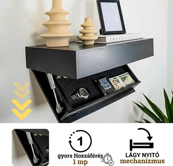 Floatshelf™ Falra Szerelhető Titkos Rekeszes Polc (53 X 17,5 X 5 Cm), Fehér
