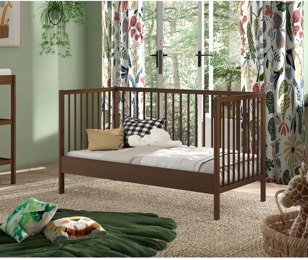 Barna bükkfa babaágy levehető oldallal-állítható magassággal 70x140 cm Dino – Vipack