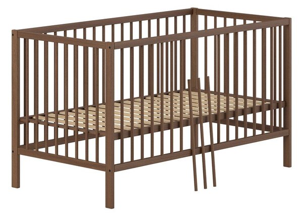 Barna bükkfa babaágy levehető oldallal-állítható magassággal 70x140 cm Dino – Vipack