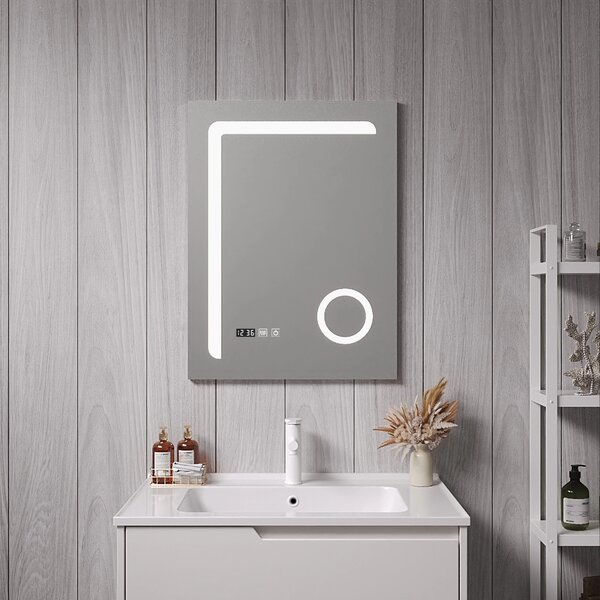 LED fürdőszobai tükör Chambave 60x80 cm ezüstszínű
