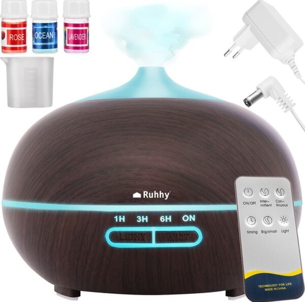 Ikonka 4in1 Aroma Diffúzor, Ionizátor, LED Lámpa, 400ml, Távirányító
