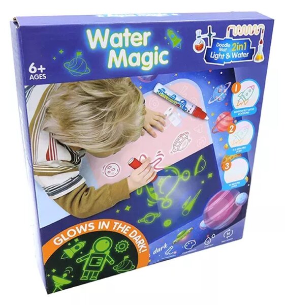 Magic Doodle Sötétben világtó Maszatmentes szőnyeg világűr mintával 80 x 60 cm