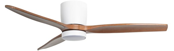 Faipari LED mennyezeti ventilátor, DC, 132 cm, fehér / sötét fa – Lucande Lucande, Faipari, Fehér, Nappali, Fa, Modern
