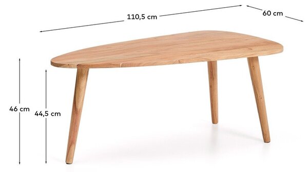 Natúr színű akácfa dohányzóasztal 60x110,5 cm Duvani – Kave Home