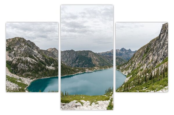 A hegyekben lévő tó képe (90x60 cm)