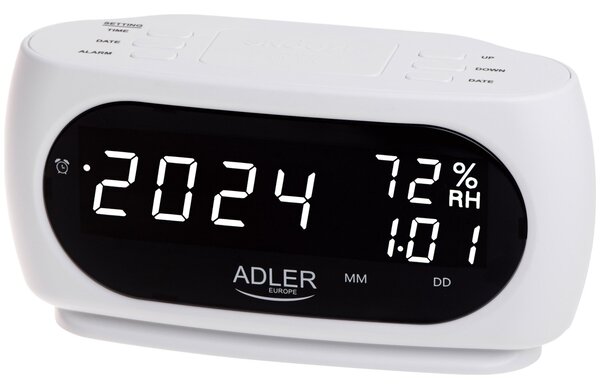 Adler AD 1186 Digitális LCD asztali ébresztőóra - Fehér