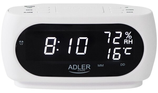 Adler AD 1186 Digitális LCD asztali ébresztőóra - Fehér