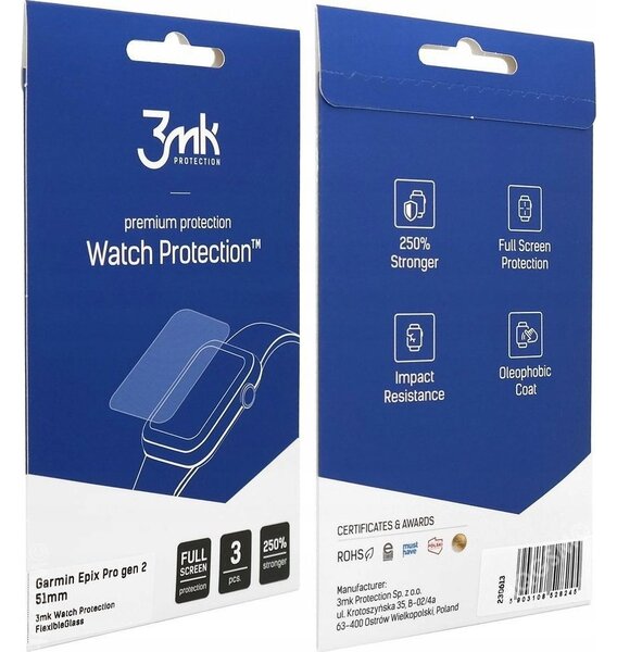 3mk Óra kijelző védőfólia FlexibleGlass hibrid üvegfólia 7H Garmin Epix Pro gen 2 51mm