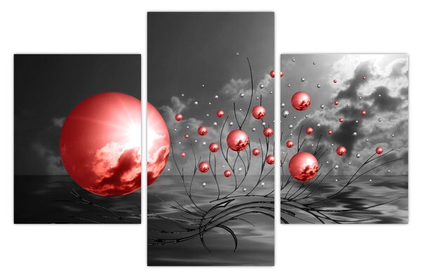Piros gömbök képe (90x60 cm)