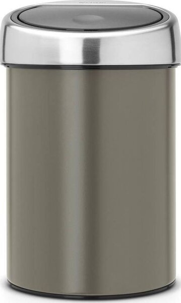 BRABANTIA Touch Bin fali/álló nyomófedeles hulladékgyűjtő XXS 3L - A méret acél platinaszürke test r.m. acél selyem fedő - 364464