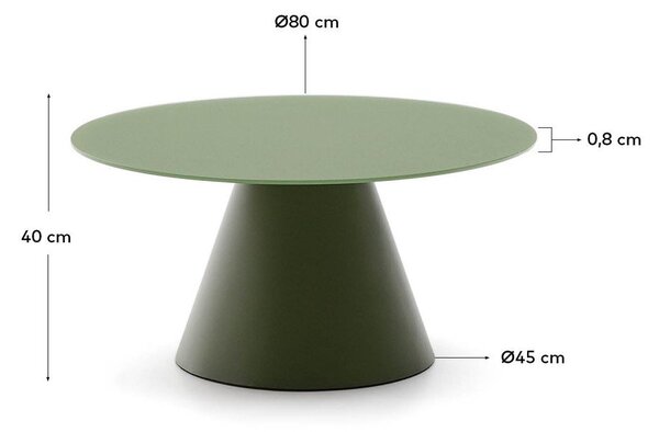 Zöld kerek dohányzóasztal üveg asztallappal ø 80 cm Wilshire – Kave Home
