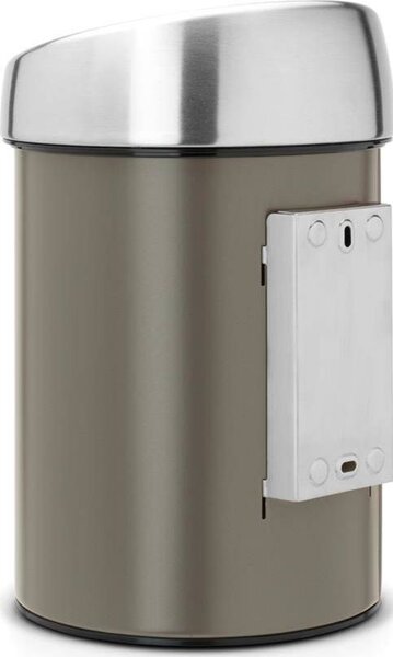 BRABANTIA Touch Bin fali/álló nyomófedeles hulladékgyűjtő XXS 3L - A méret acél platinaszürke test r.m. acél selyem fedő - 364464