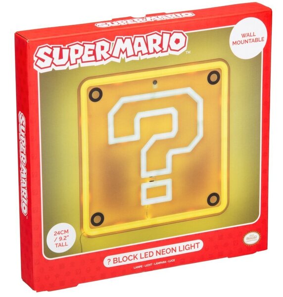 Lampka biurkowa Paladone PALADONE Super Mario Neonowa Lamka Ścienna - Question Block