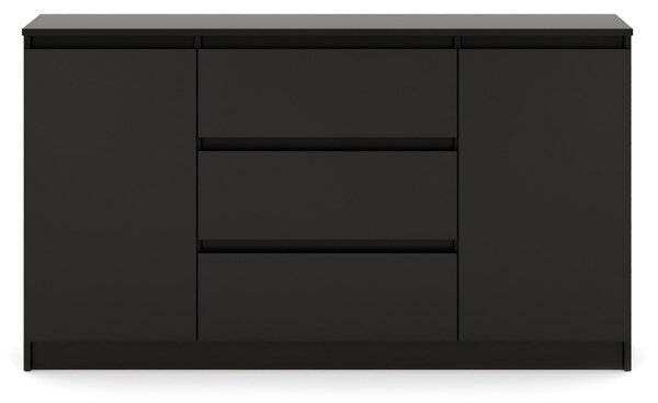 Komód Linea 140 2D3S (fekete). Akció -16%