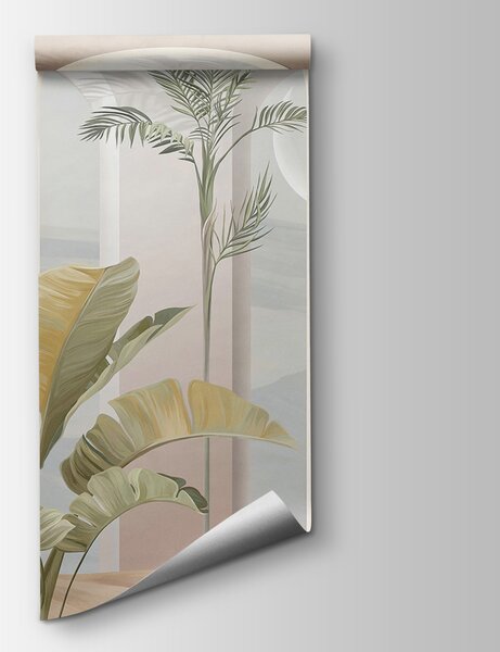 Fotótapéta Falfestmény egy szobából pálmafákkal, 3D fotótapéta, Népszerű fotótapéta, u96402 - Tapeko.hu