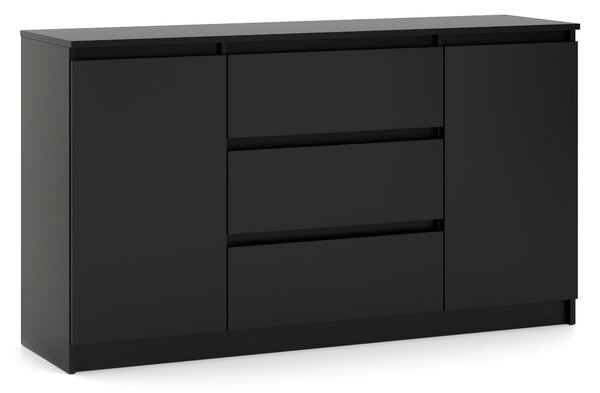 Komód Linea 140 2D3S (fekete). Akció -16%