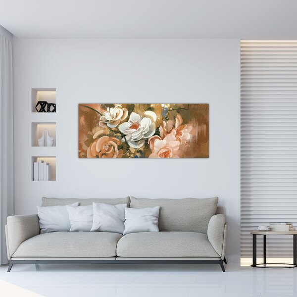 Kép - Festett csokor virág (120x50 cm)
