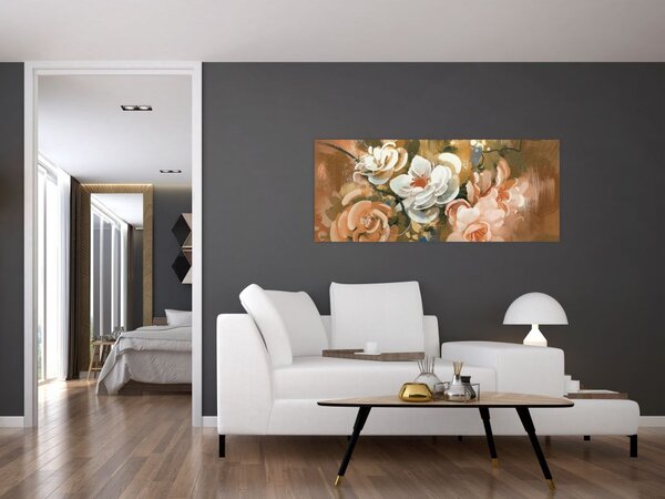 Kép - Festett csokor virág (120x50 cm)