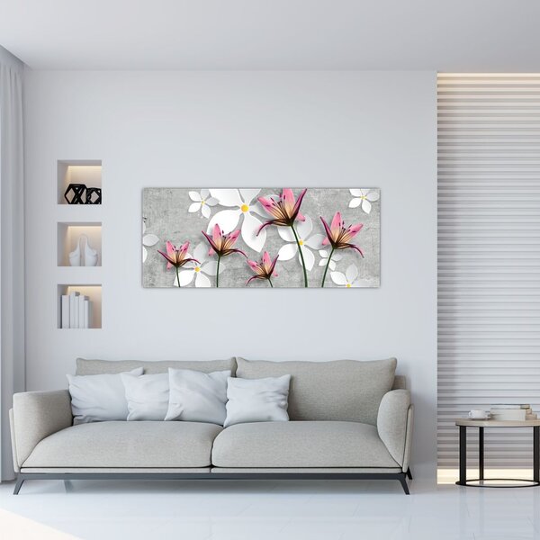 Virágos absztrakció képe (120x50 cm)