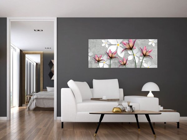 Virágos absztrakció képe (120x50 cm)