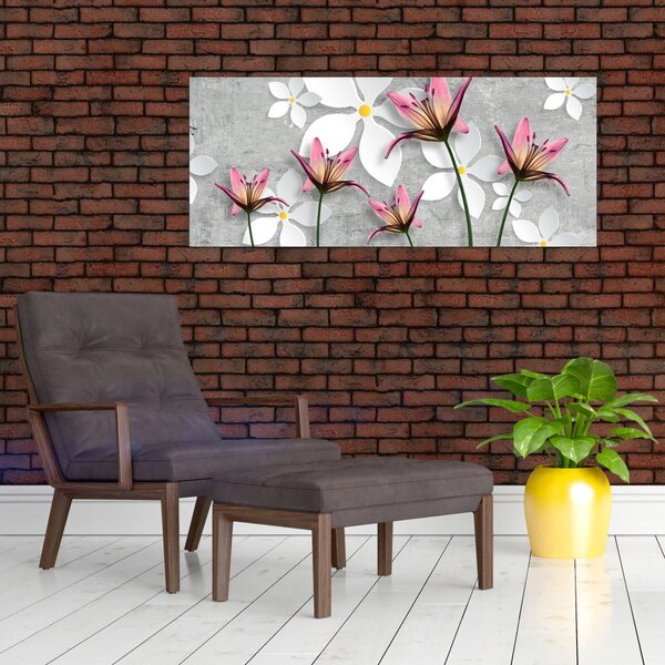 Virágos absztrakció képe (120x50 cm)
