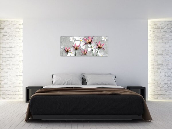Virágos absztrakció képe (120x50 cm)