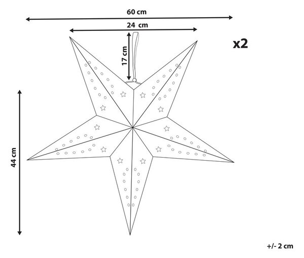 Függődísz kétdarabos szettben LED MOTTI 60 cm Csillag Piros