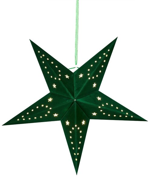Függődísz kétdarabos szettben LED MOTTI 45 cm Csillag Smaragdzöld