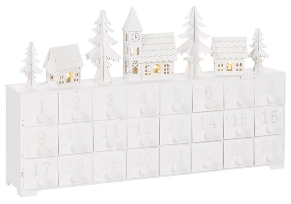 Karácsonyi dekoráció LED MUONIO 24 cm Adventi naptár Fehér