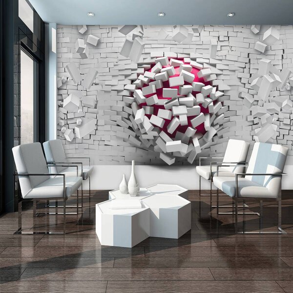 Fotótapéta - 3D labda és fehér téglafal (152,5x104 cm)