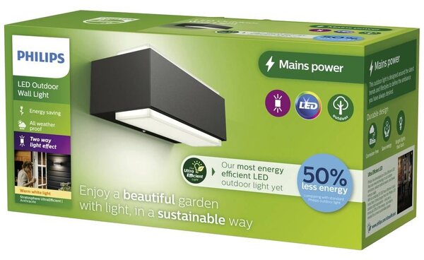 Philips Stratosphere LED-es kültéri fali lámpa LED 3.8 W Antracit, 8720169257313
