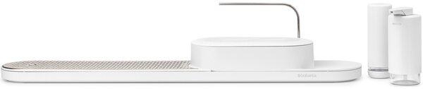 BRABANTIA SinkStyle Organiser Set mosogató rendszerező szett. 4db-os. rendszerező / szárítótálca / szappanadagoló / mosogatószer-adagoló. r.m. acél. műanyag. szikrázó fehér ásványi textúra - 227769