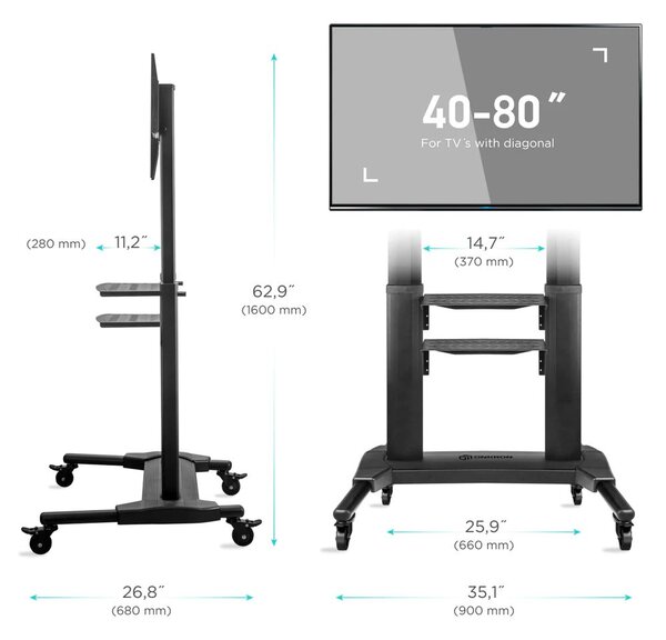 ONKRON TS2771-B gurulós TV állvány 40-75"