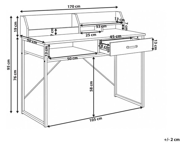 Polcos íróasztal ZYRA 110 cm x 50 cm Fehér