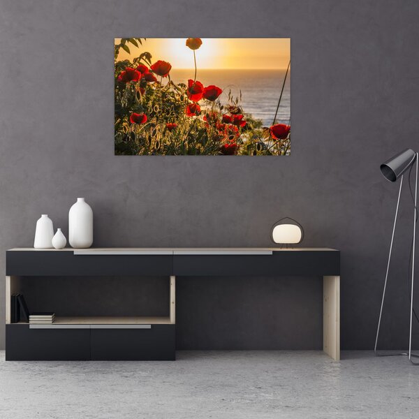 Naplemente és a pipacsok képe (90x60 cm)
