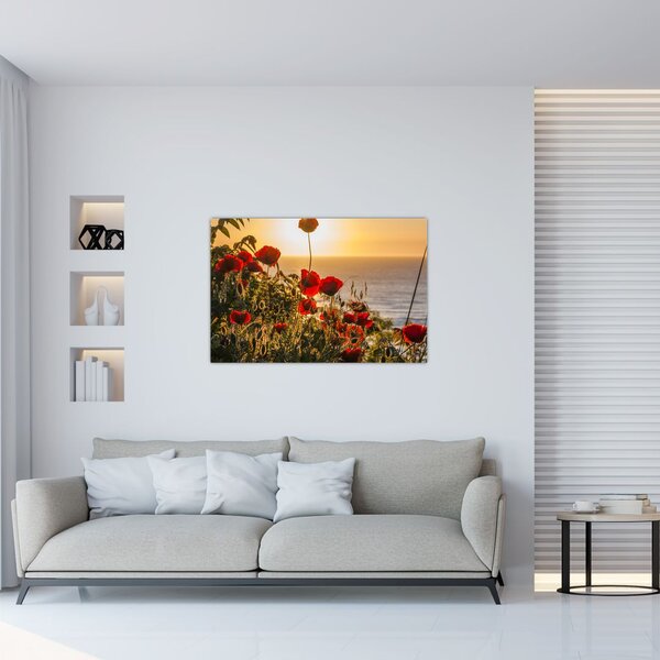 Naplemente és a pipacsok képe (90x60 cm)