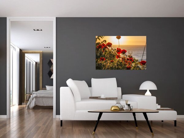 Naplemente és a pipacsok képe (90x60 cm)
