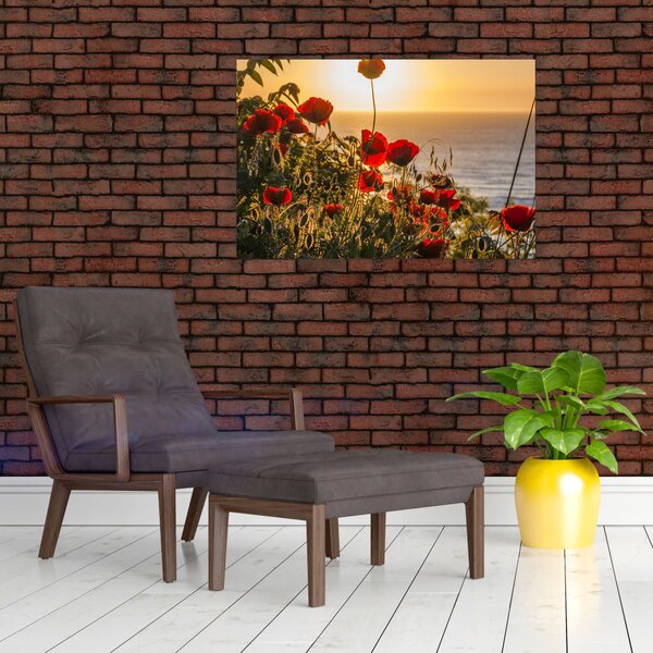 Naplemente és a pipacsok képe (90x60 cm)