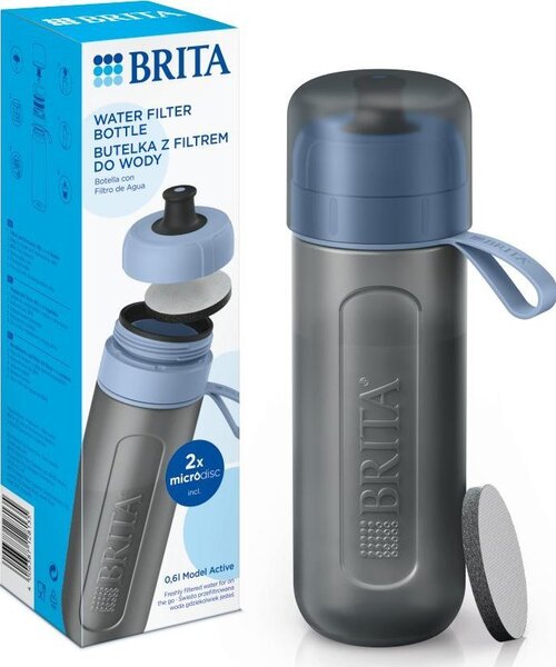Brita Active vízszűrő kulacs 0,6L kék + 2 MicroDisc szűrő - kék/szürke