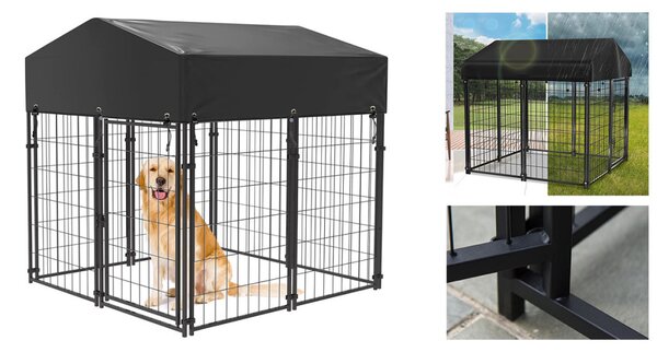 Timeless Pet Kültéri fém kutyakennel UV álló szövettetővel (HOP1001648)