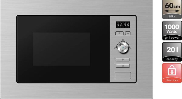 Concept MTV-3020 Beépíthető Mikrohullámú Sütő Grillel 20L 800W