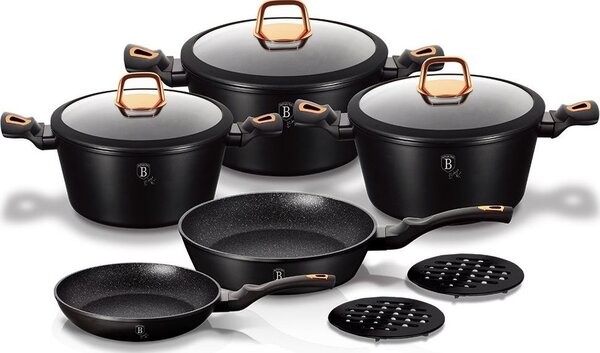 BerlingerHaus BH/1645N Black Rose Collection Edénykészlet - Kovácsolt Alumínium, Matt Fekete, Rose Gold