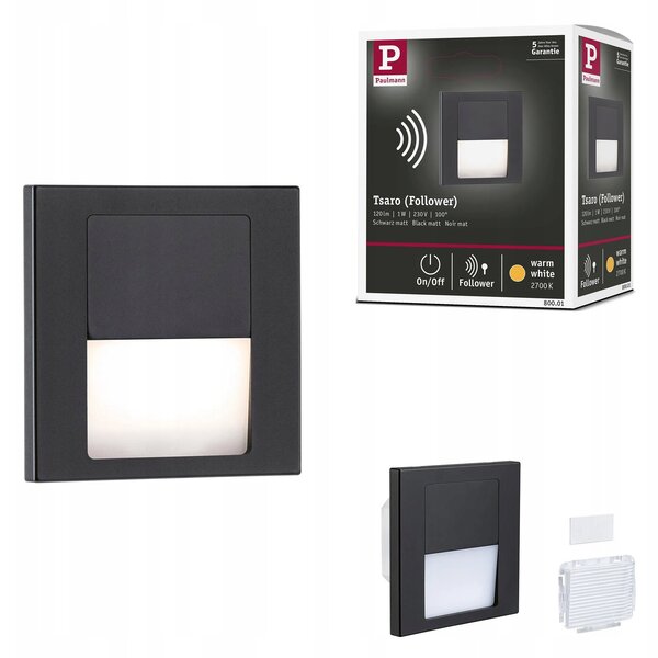 Paulmann Tsaro eckig 80x36mm Fali beépíthető lámpa LED 1 W Fekete (matt) (80001)