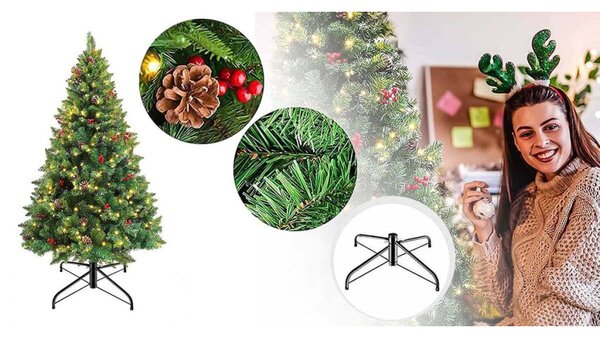 Timeless Christmas LED-es műfenyő több típusban, melegfehér-100 LED-es, 120 cm (HOP1001379)