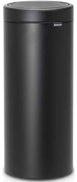 BRABANTIA Touch Bin New Soft-Touch nyomófedeles hulladékgyűjtő belső tartállyal kerek 30L - G méret acél holdfény fekete ásványi textúra - 128967