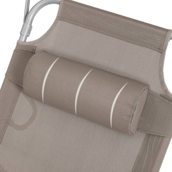 LAGUNA kerti napozóágy állítható napellenzővel, 193x53x29cm, barna-szürke (taupe) SongmicsHome